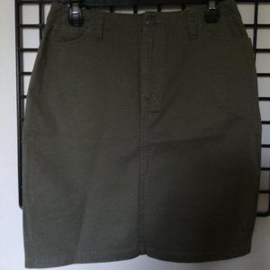 Liz Claiborne Demin Midi Skirt Khaki Color Size 8